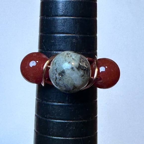 Hand Crafted Jewelry - Laborite carnelian ring copper handmade one of a kind
